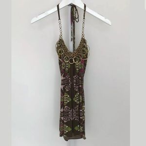 SKY KHAKI BROWN MULTI HALTER TOP SIZE SMALL NWOTS!